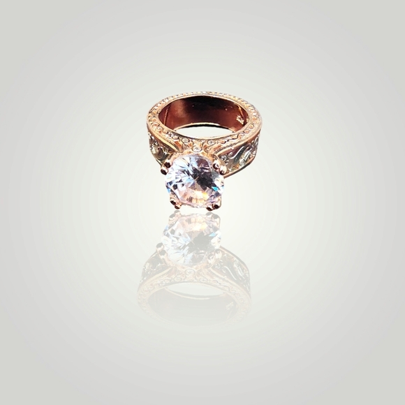 Wedding band Round Cubic Zoniconia Women Rose Gold Plated Engagement 7 ring - Picture 1 of 5